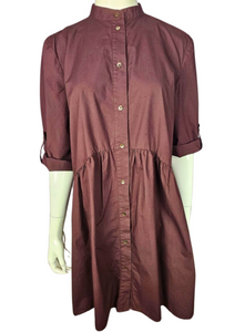 Women's 3/4 Sleeve Burgandy Mini Dress