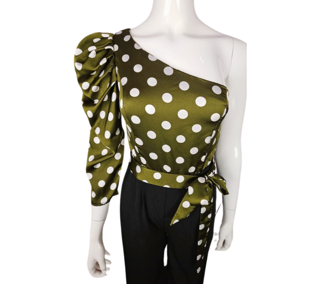 Women's Polka Dots Jumpsuit Off Shoulder