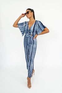 Women's Dye Jumpsuit Navy Blue and White