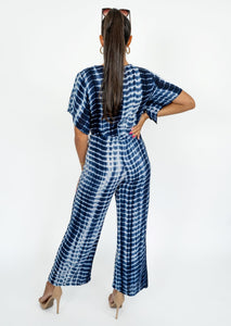 Women's Dye Jumpsuit Navy Blue and White