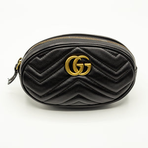 Women's Black Leather GG Marmont Waist Belt Bag