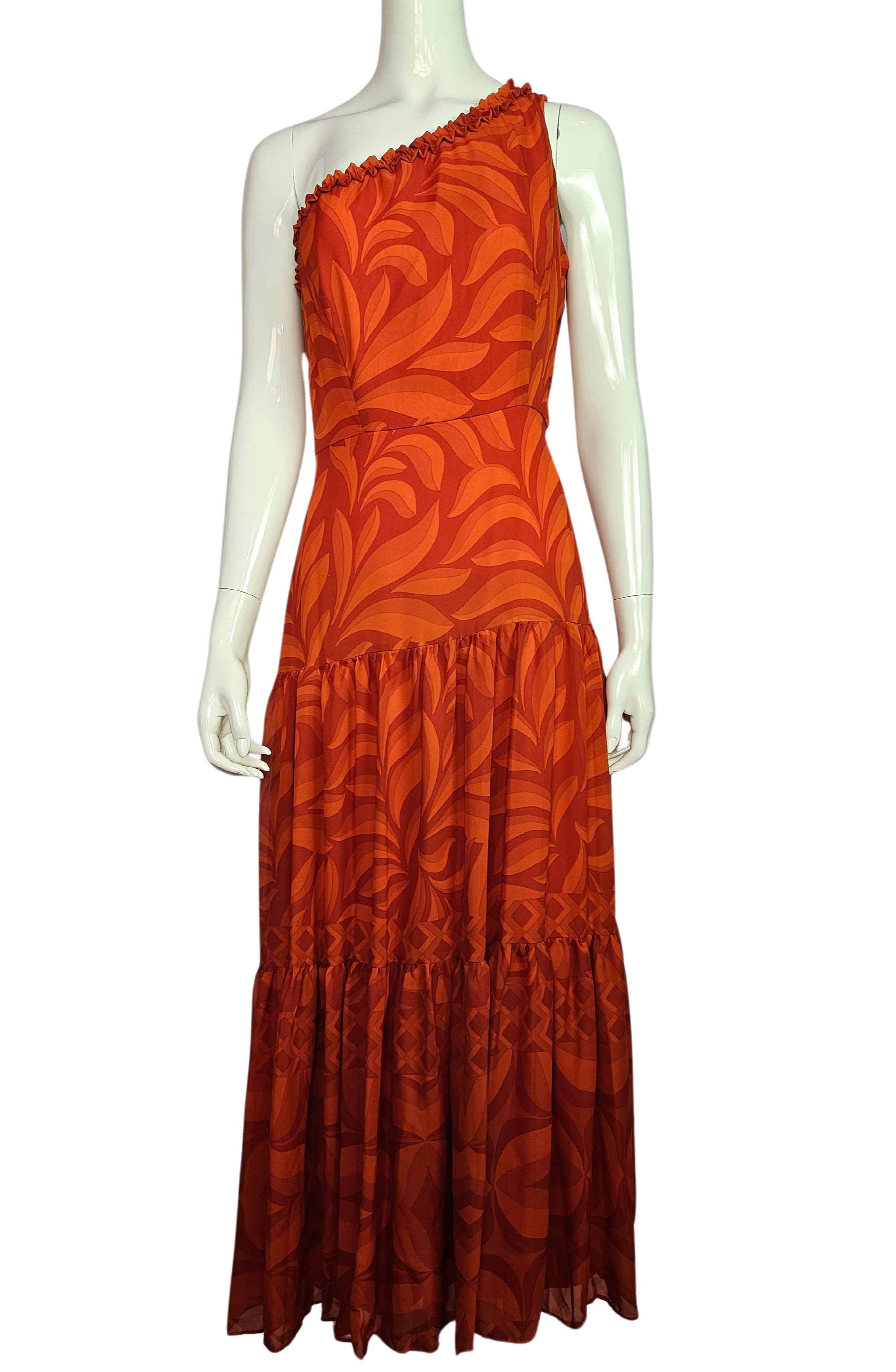 Women's Red/Orange One Shoulder Dress