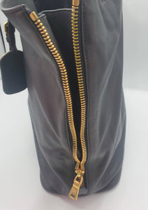 Women's Black Shopping Tote Bag with Gold Hardware