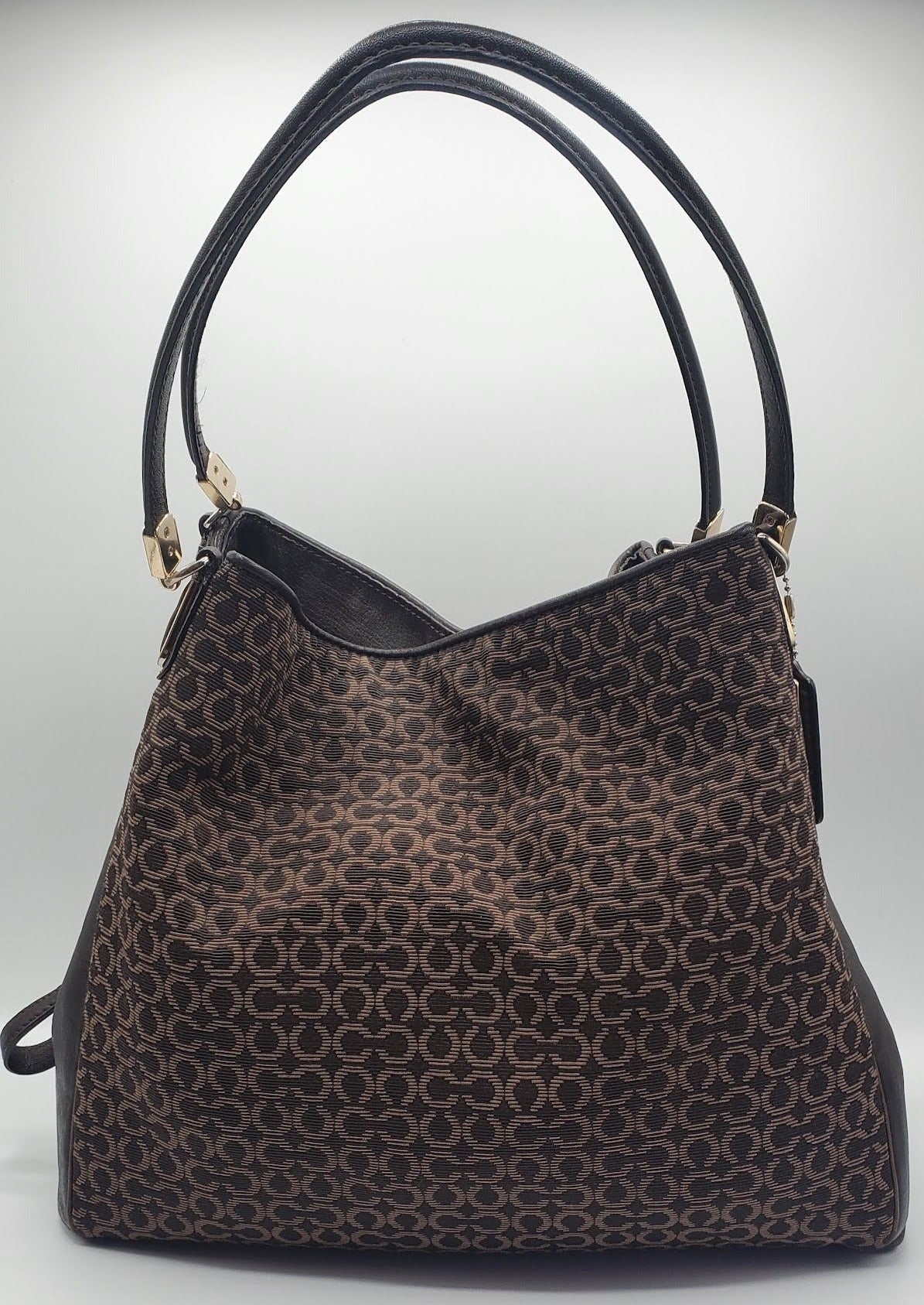 Women's Hallie Signature C fabric and Leather Shoulder Bag