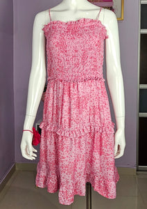 Women's Junior Pink and Fushia Floral Mini Dress