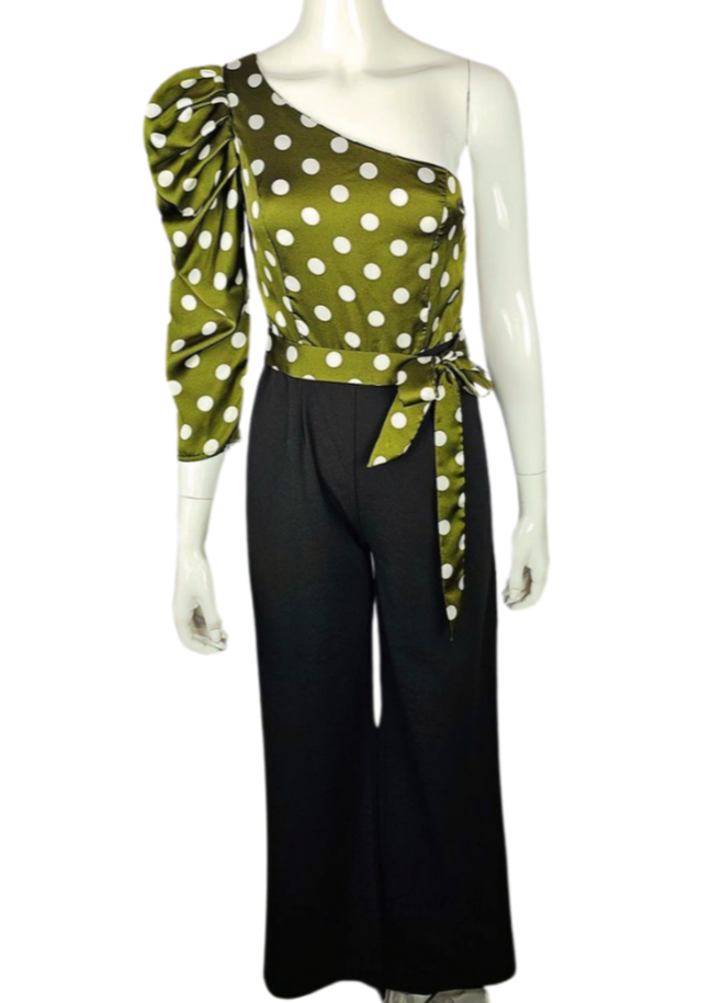 Women's Polka Dots Jumpsuit Off Shoulder