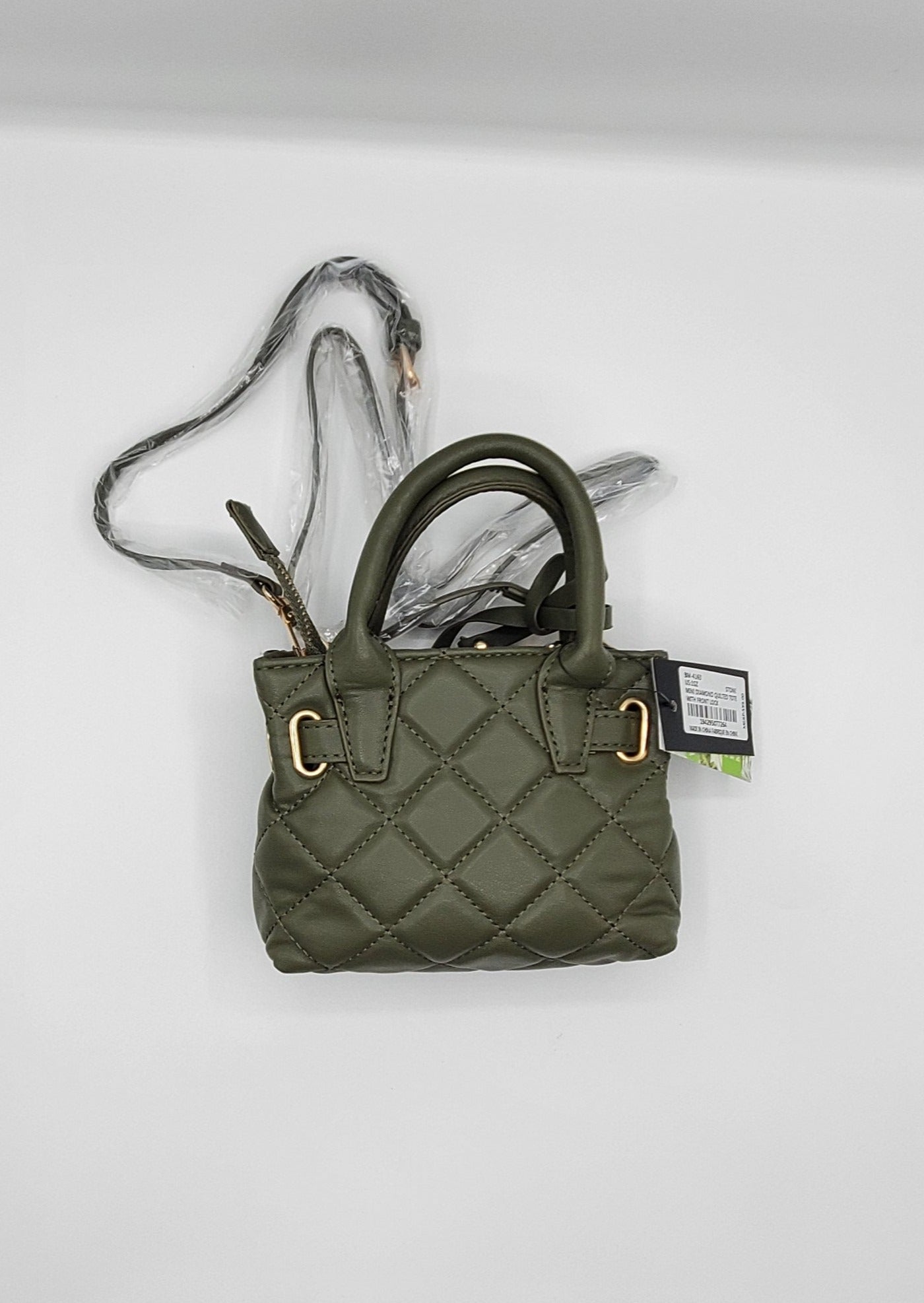 Women's Mini Diamond Quilted Tote with front lock Badgley Mischka 