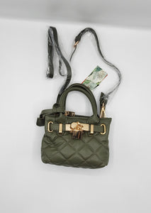 Women's Mini Diamond Quilted Tote with front lock Badgley Mischka 