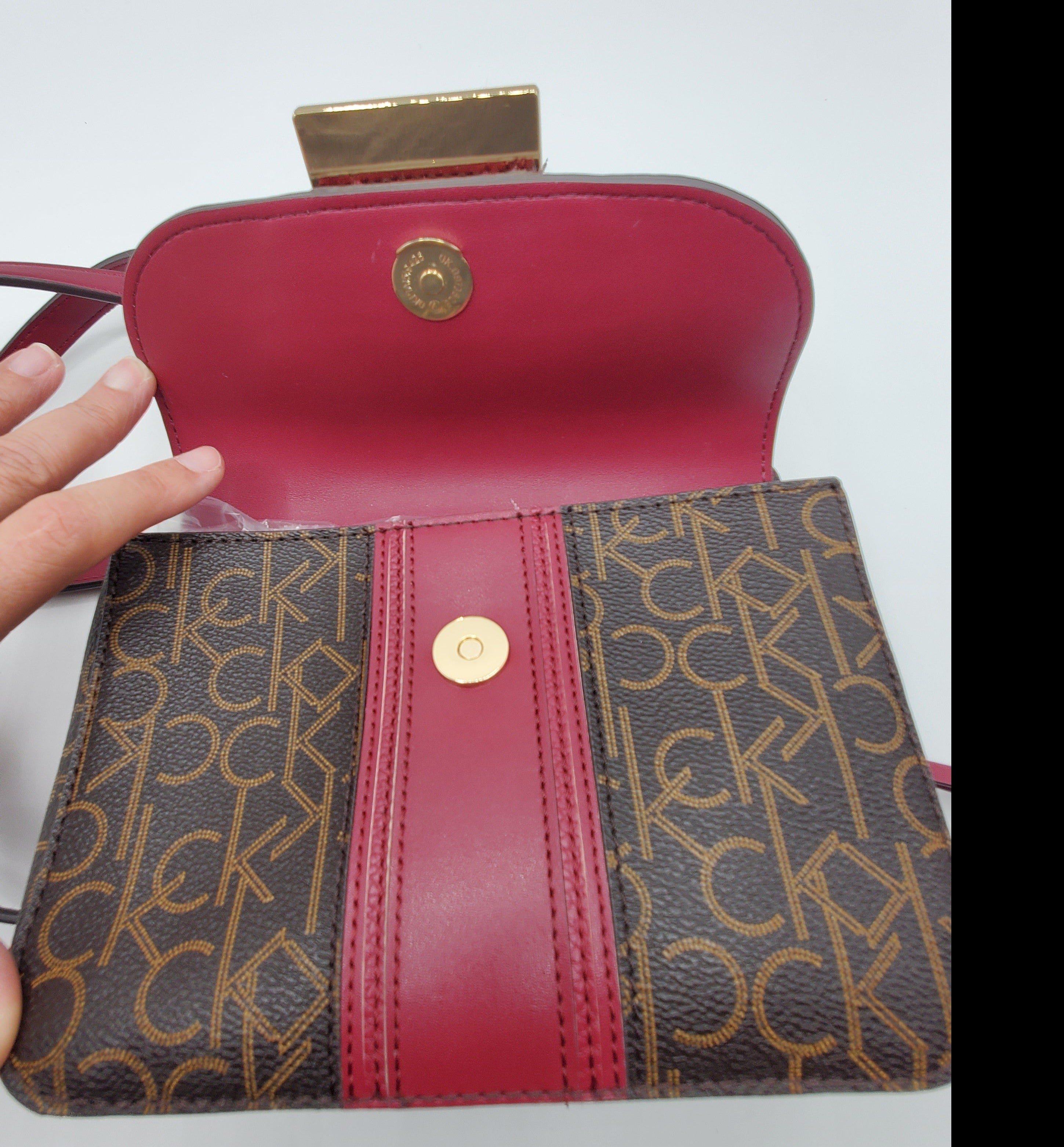 Womens Burgandy/Brown Monogram Crossbody