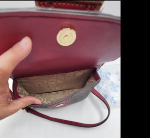 Womens Burgandy/Brown Monogram Crossbody