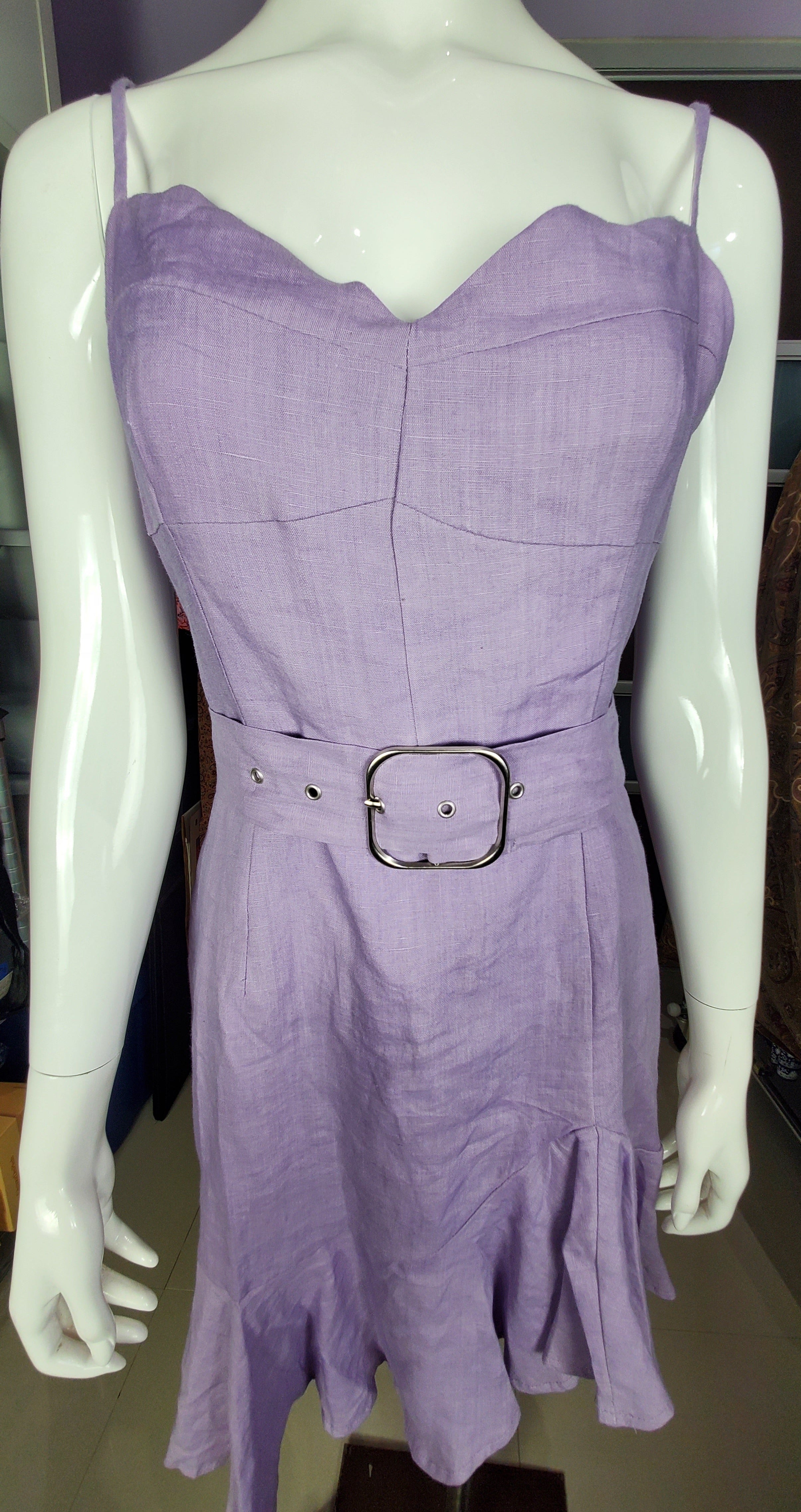 Women's Linen Lilac Mini Dress