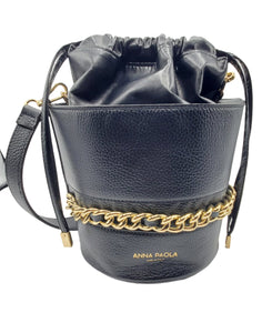 Women's Black Leather Bucket Bag