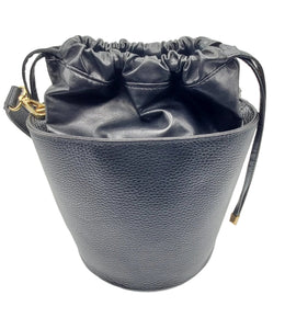 Women's Black Leather Bucket Bag