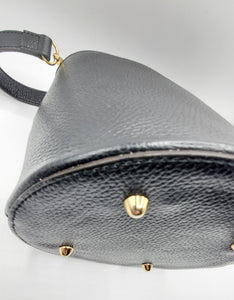 Women's Black Leather Bucket Bag