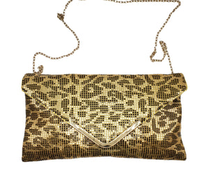 Women's Animal Print Gold and Black Clutch