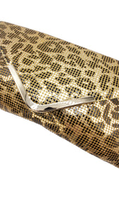 Women's Animal Print Gold and Black Clutch