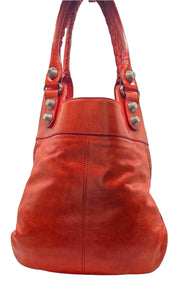 Women's Red Lambskin Leather Giant 21 Silver Slim Hobo Bag