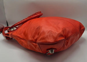 Women's Red Lambskin Leather Giant 21 Silver Slim Hobo Bag