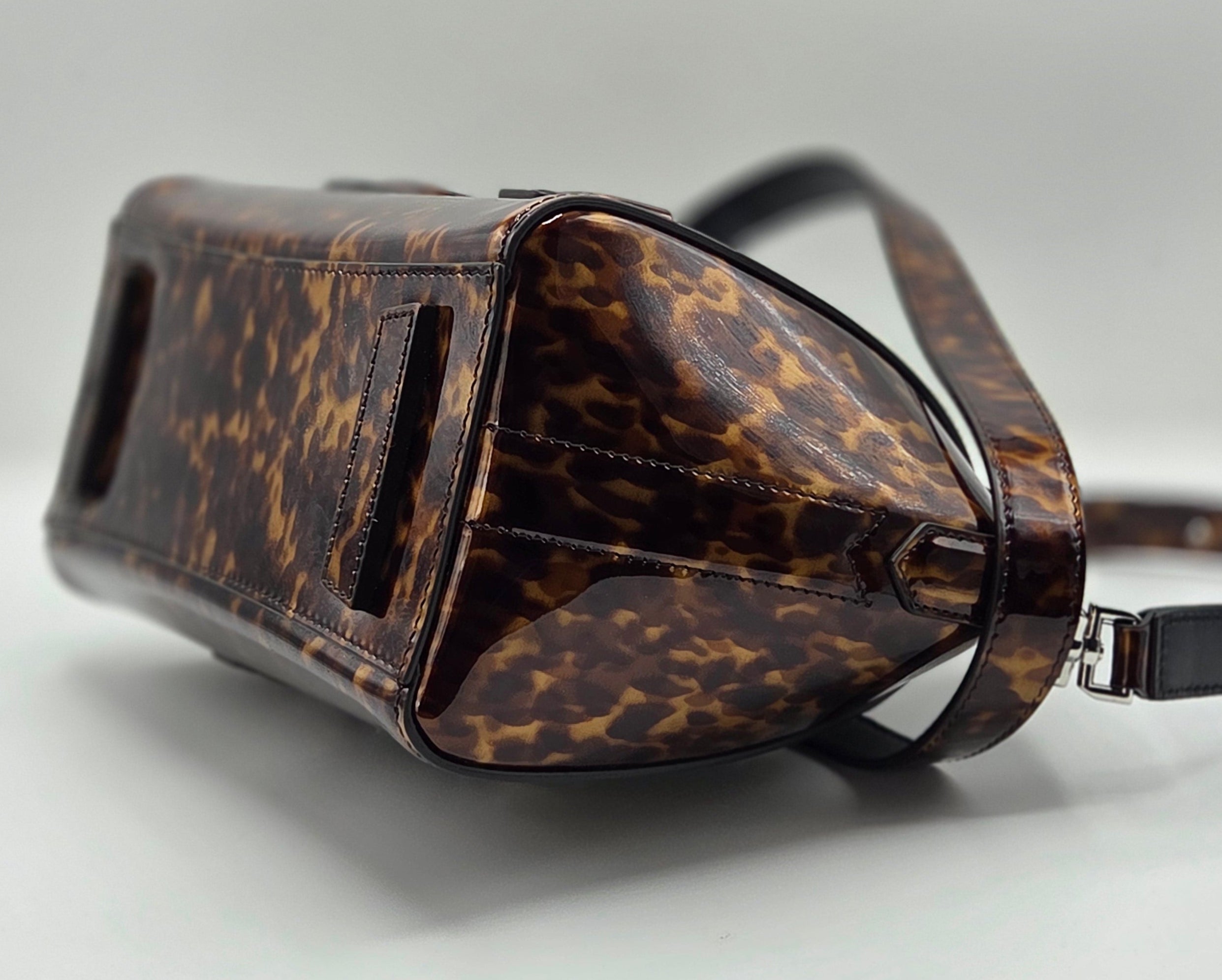 Women's Animal Print Patent Leather Mini Antigona Lock Bag