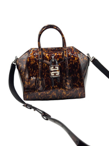 Women's Animal Print Patent Leather Mini Antigona Lock Bag