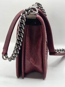 Women's Red Studded Leather New Medium Boy Bag
