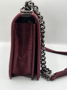 Women's Red Studded Leather New Medium Boy Bag