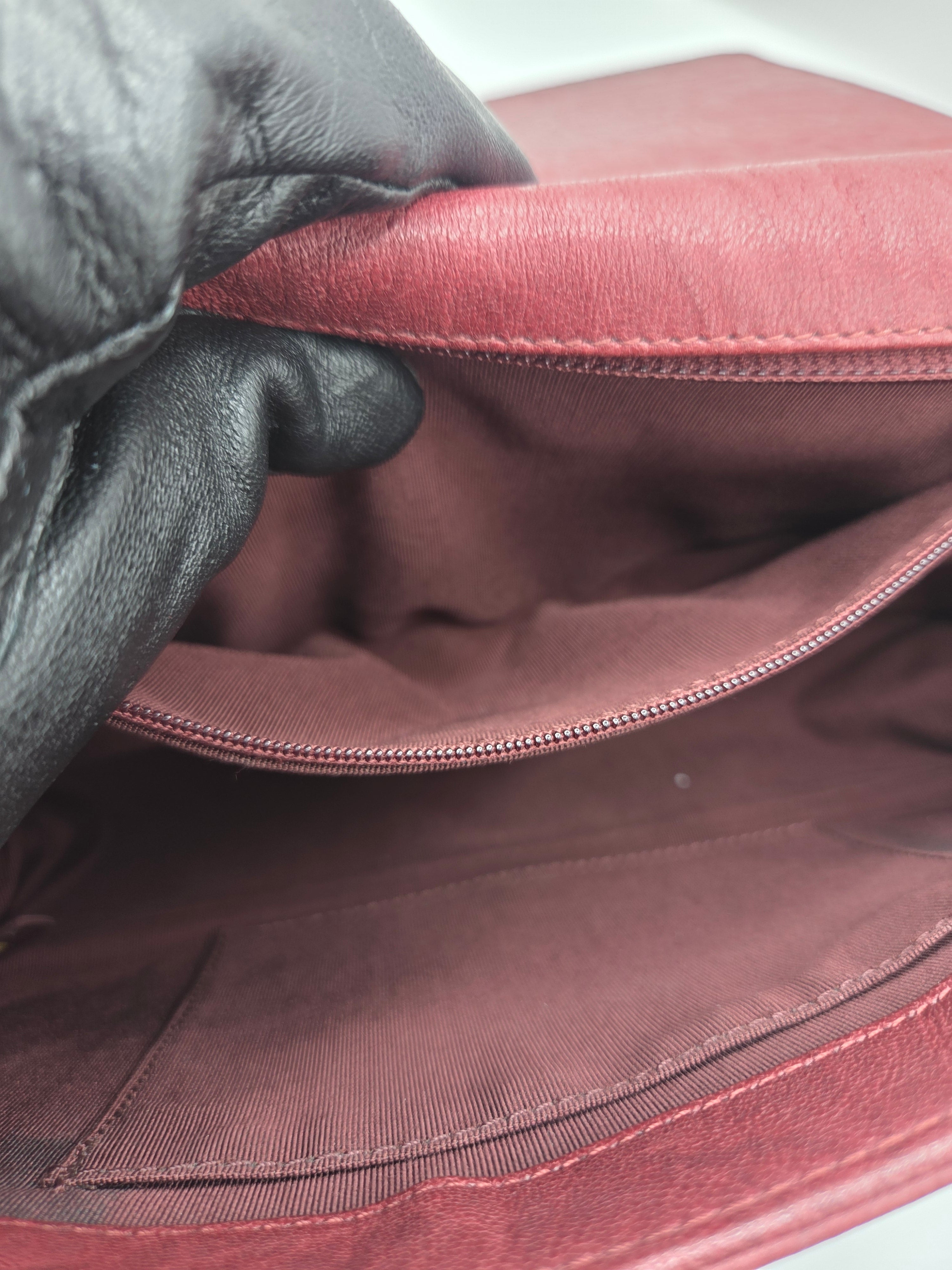 Women's Red Studded Leather New Medium Boy Bag