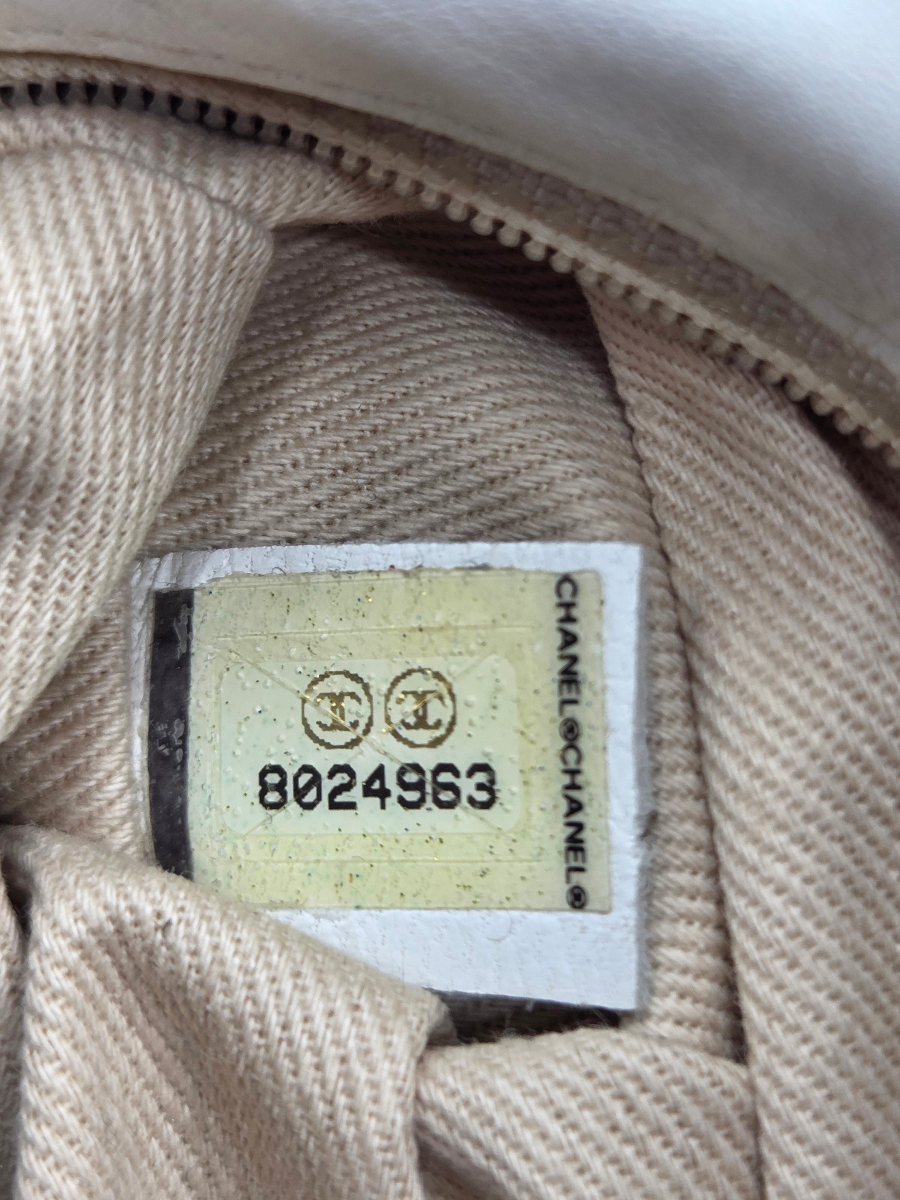 Women's Beige/White Canvas Large Pochette Bag