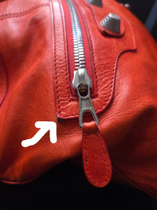 Women's Red Lambskin Leather Giant 21 Silver Slim Hobo Bag