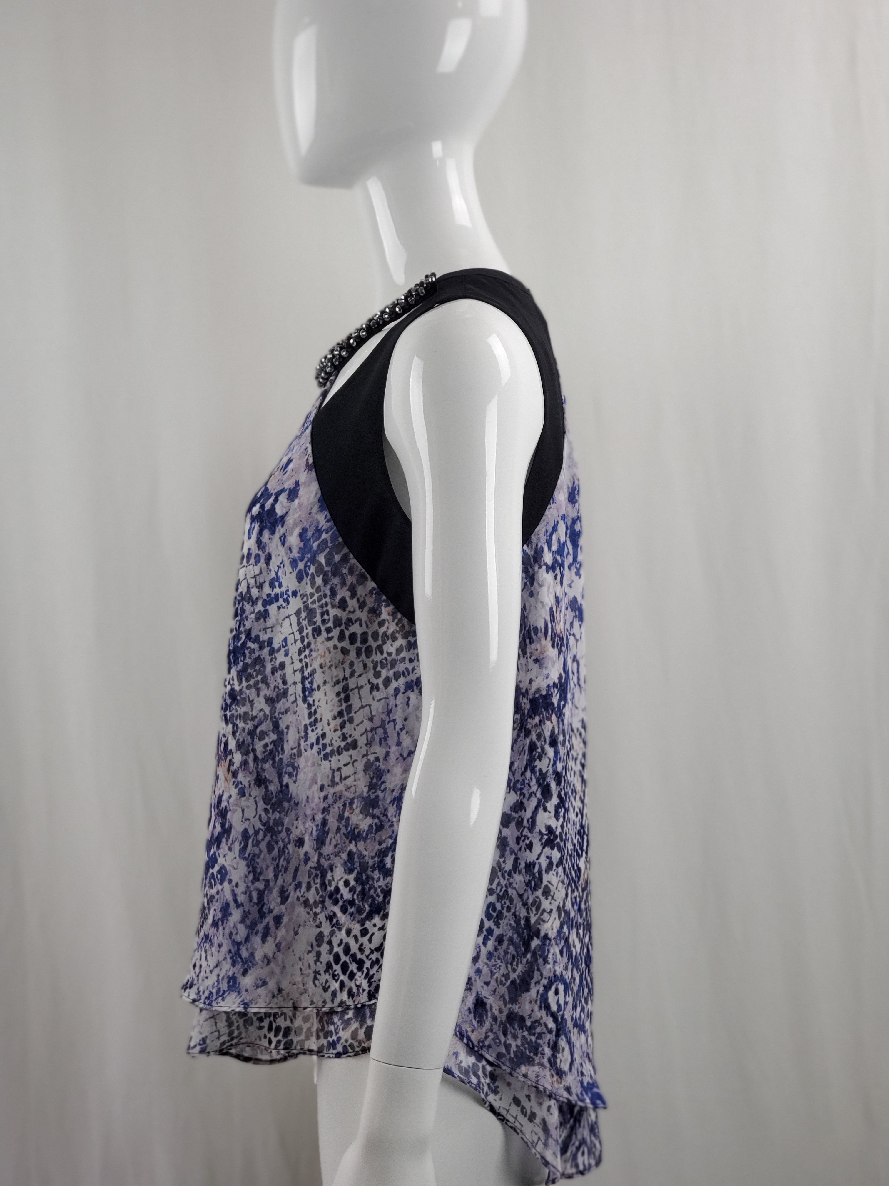 Women's Sleeveless Embellished Blue Top