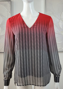 Women's Long Sleeve Black and Red Casual Top