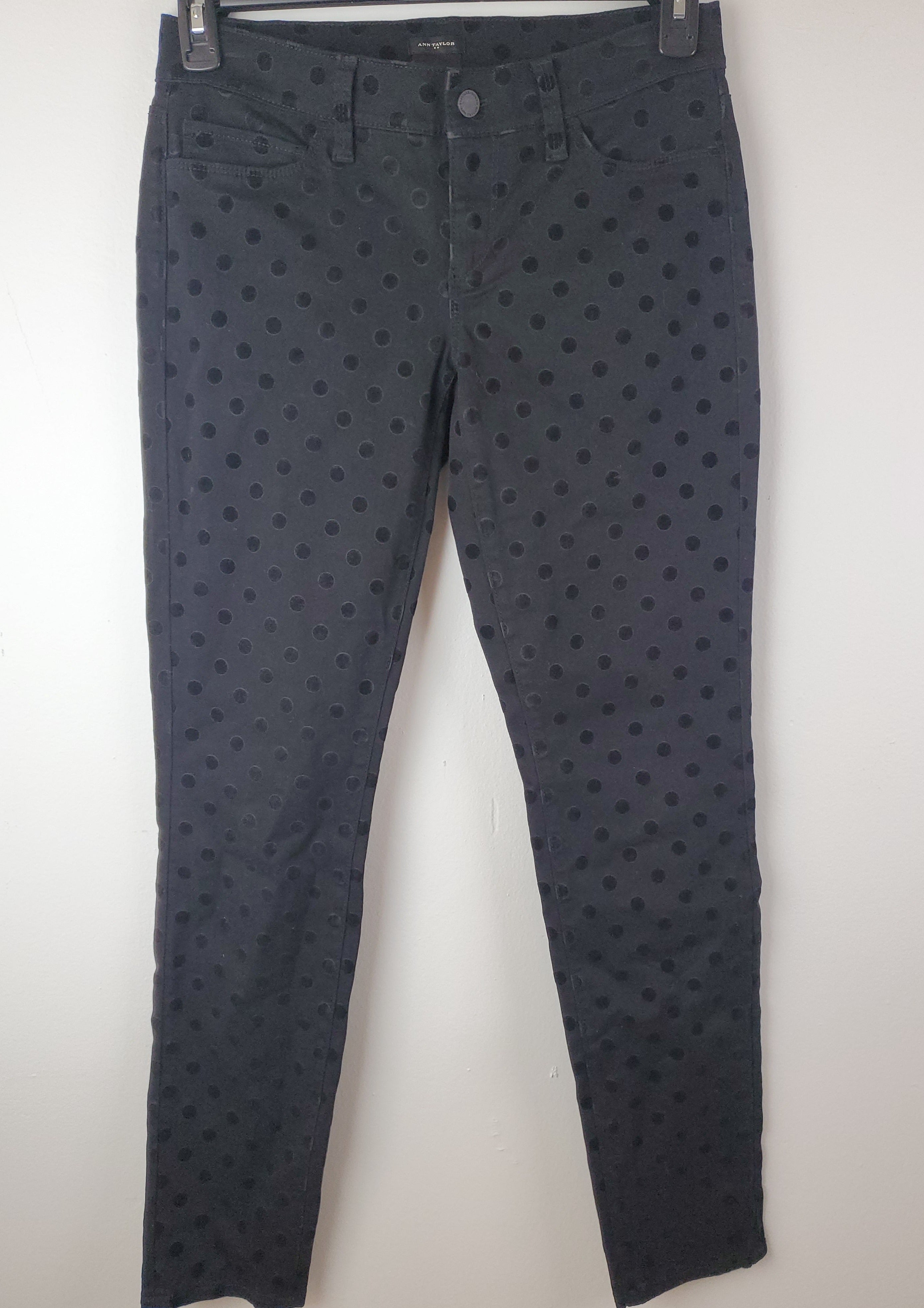 Women's Modern Black Velvet Polka Dot Pant