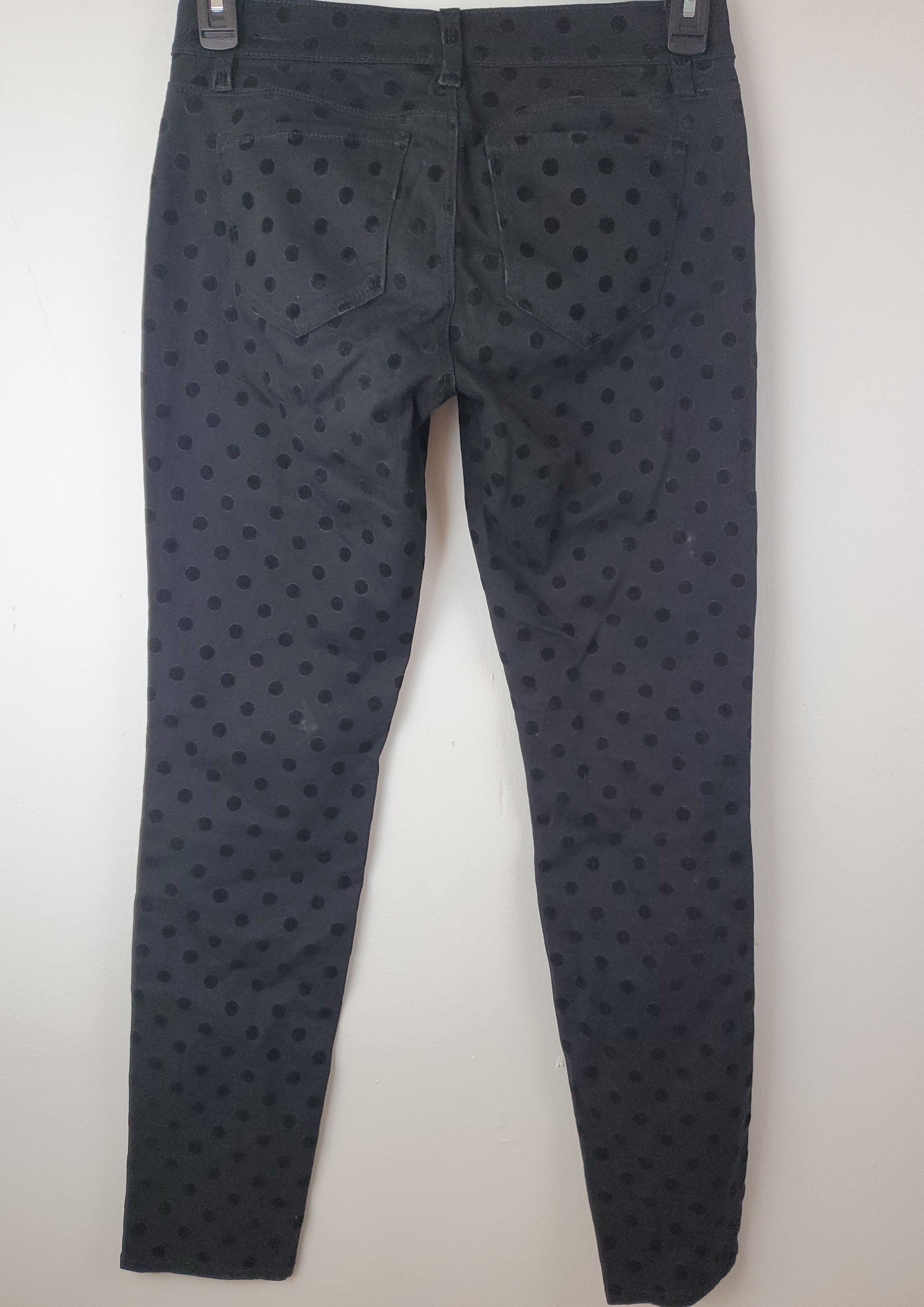 Women's Modern Black Velvet Polka Dot Pant