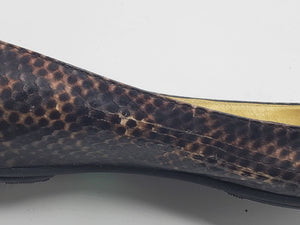 Women's Snake Print Flats with Gold Metal Details