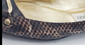 Women's Snake Print Flats with Gold Metal Details