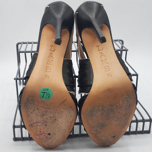 Women's High Heels Black/Beige Sandals with Laces