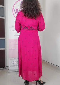 Women's Magenta and Navy Blue Maxi Dress