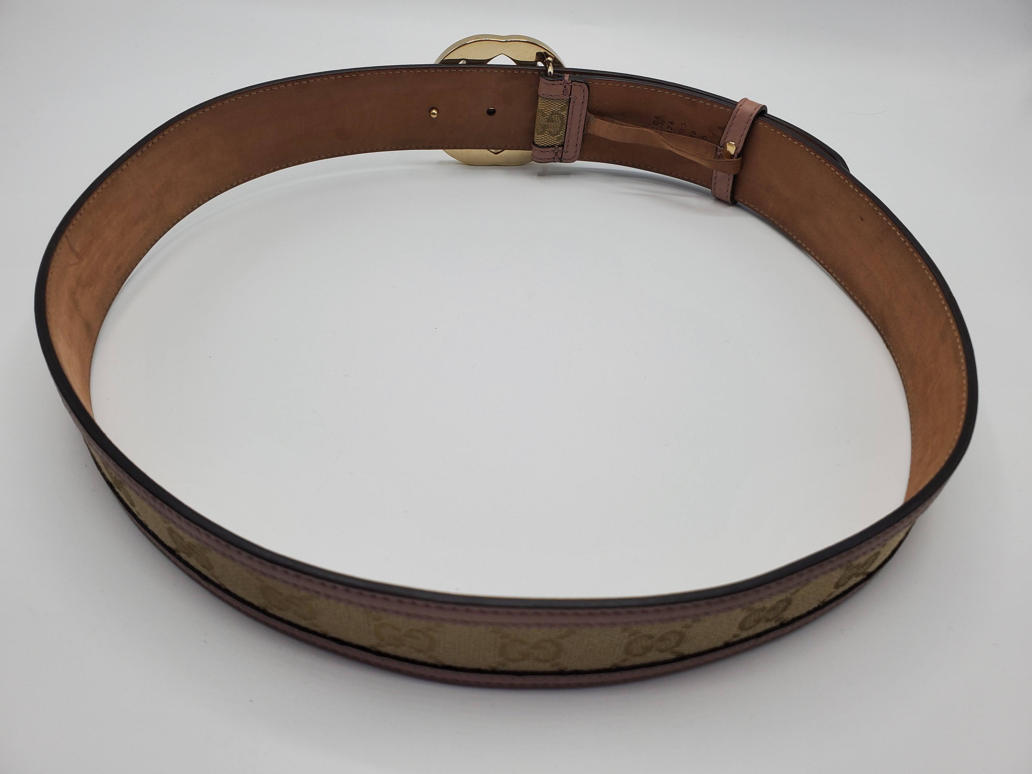 Women's Pink and Beige Canvas Belt