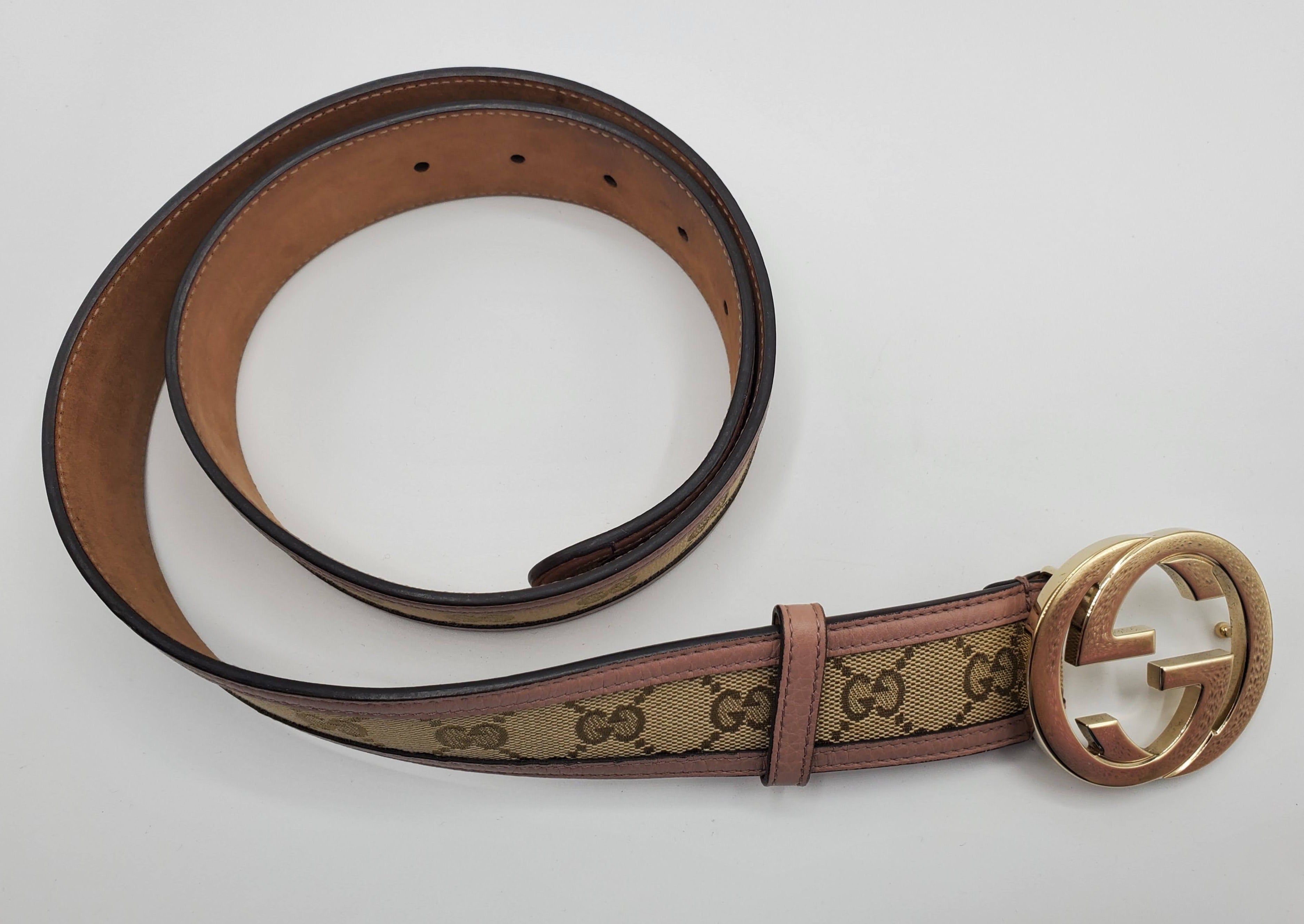 Women's Pink and Beige Canvas Belt