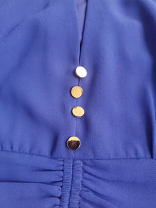 Women's Royal Blue Draped Asymmetrical Cocktail Dress