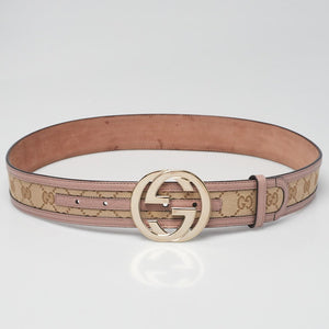 Women's Pink and Beige Canvas Belt