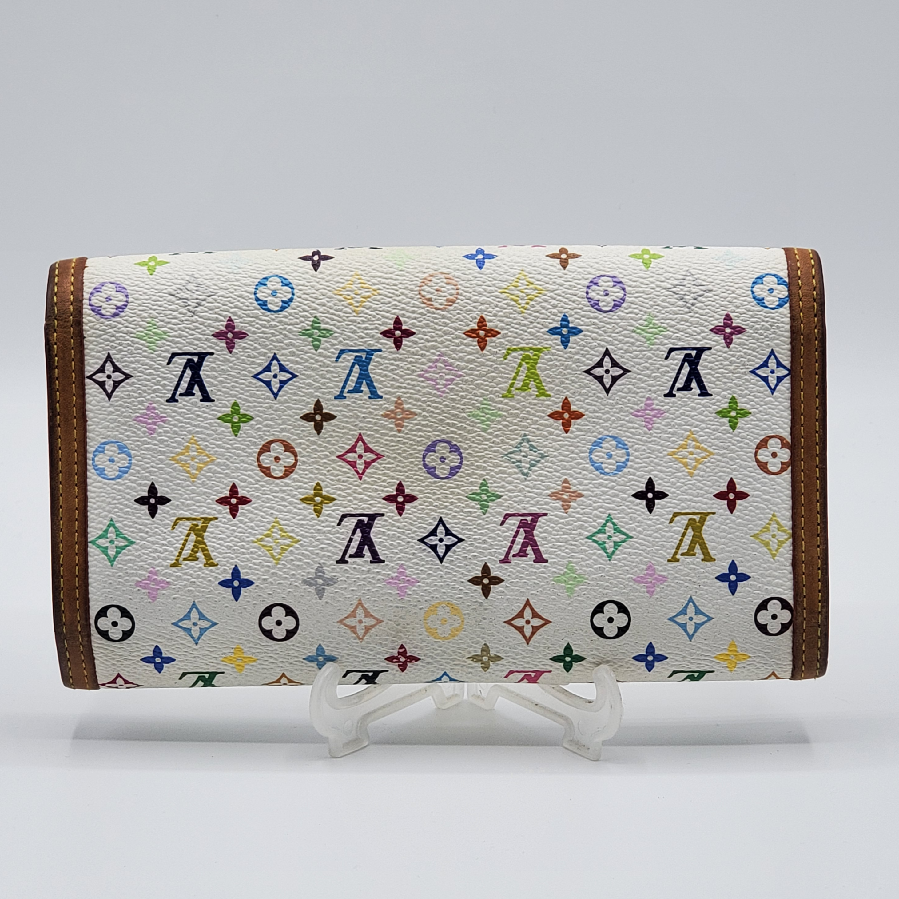 Women's White Monogram Multicolor Porte Tresor International Wallet