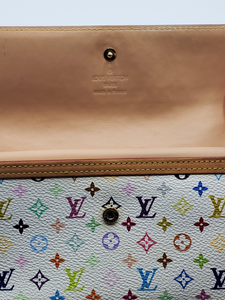 Louis Vuitton white multicolor monogram Porte Tresor International